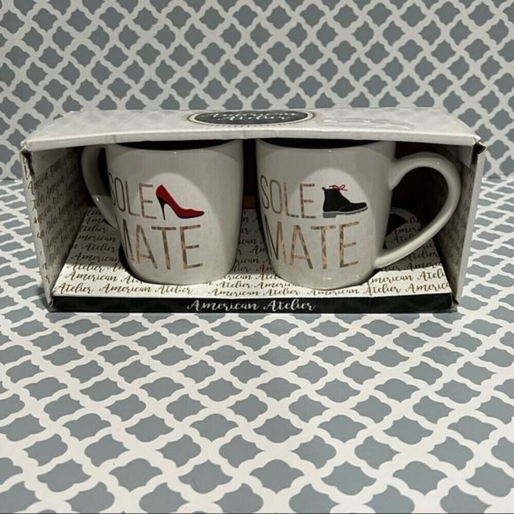 AMERICAN Atelier Set of 2 SOLE MATE 15 oz Tea Coffee Mugs